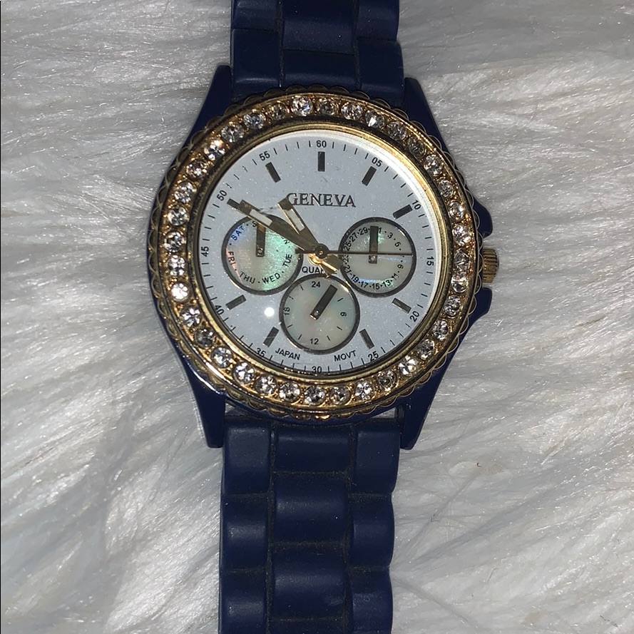 Navy, Gold, And Mother Of Pearl Watch